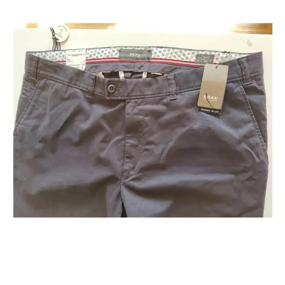 Brax Feel Good Men's Chino Pants Sz 40/34 Navy Perma Blue Straight Leg Regular - Picture 14 of 14